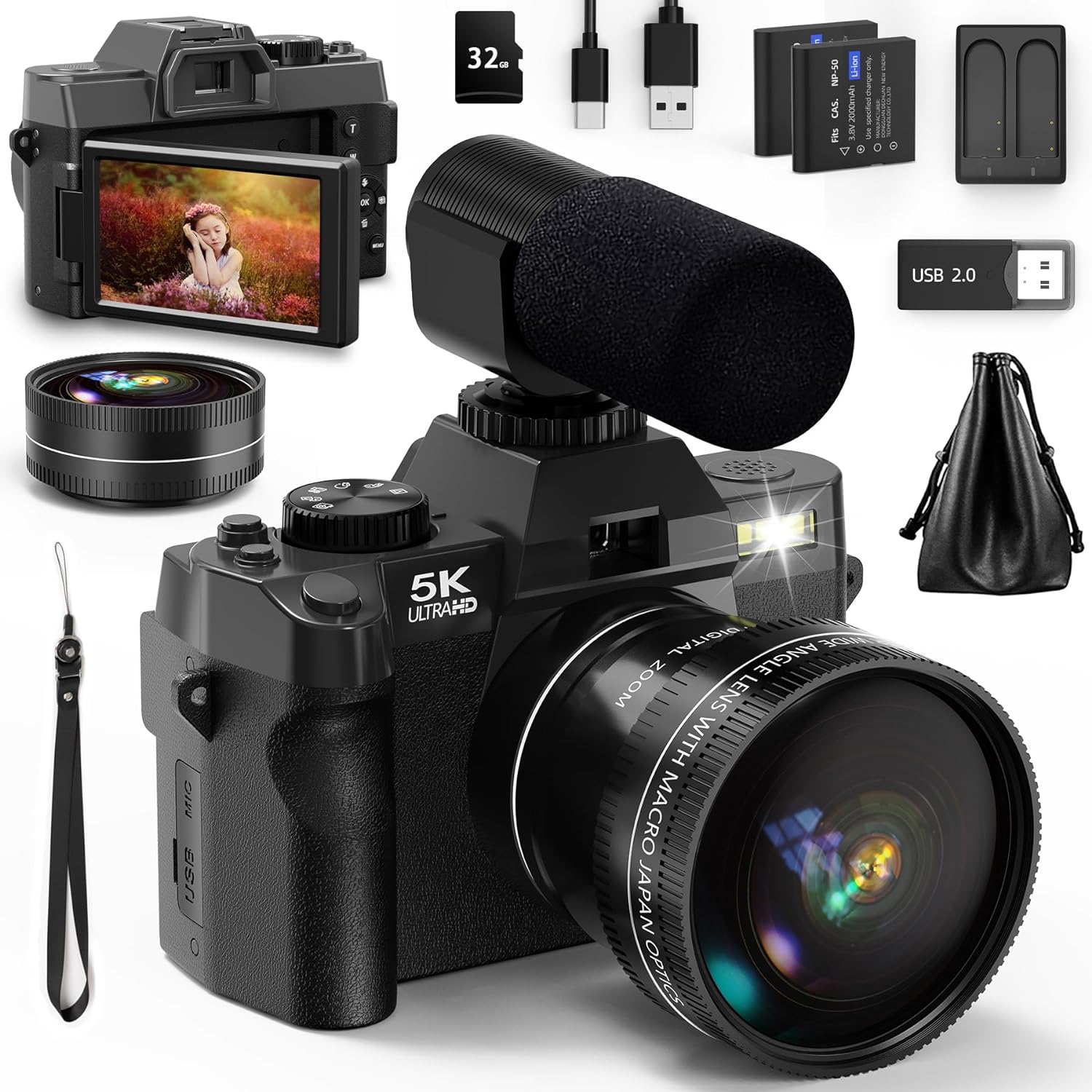 NBD 5K&48MP Digital Camera wit - Korean Lifestyle Vlogs のレビューと価格