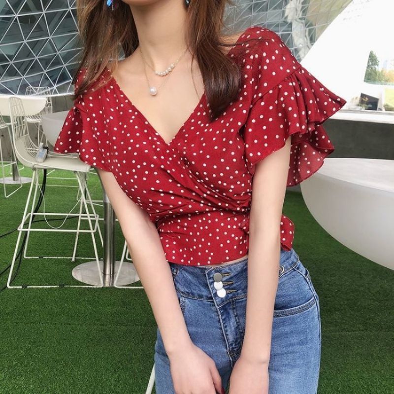 Polka Dot Printing Chiffon Lac - Korean Lifestyle のレビューと価格