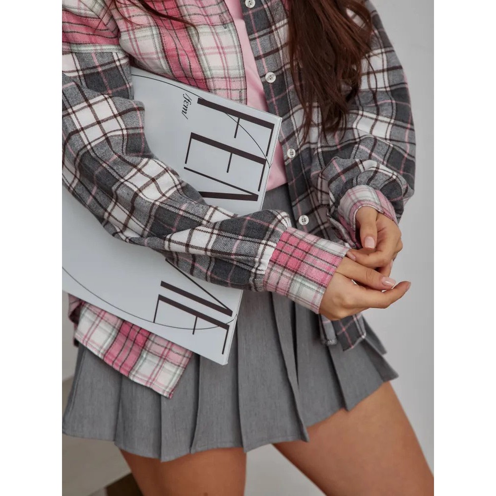 2025 Plus Size Color Block Pla - Korean Lifestyle のレビューと価格