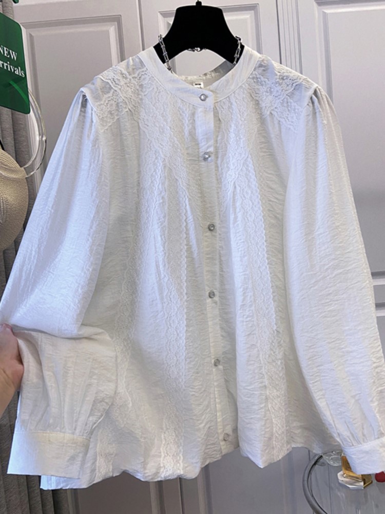 Oversize Spring Lace Round Nec - Korean Lifestyle のレビューと価格
