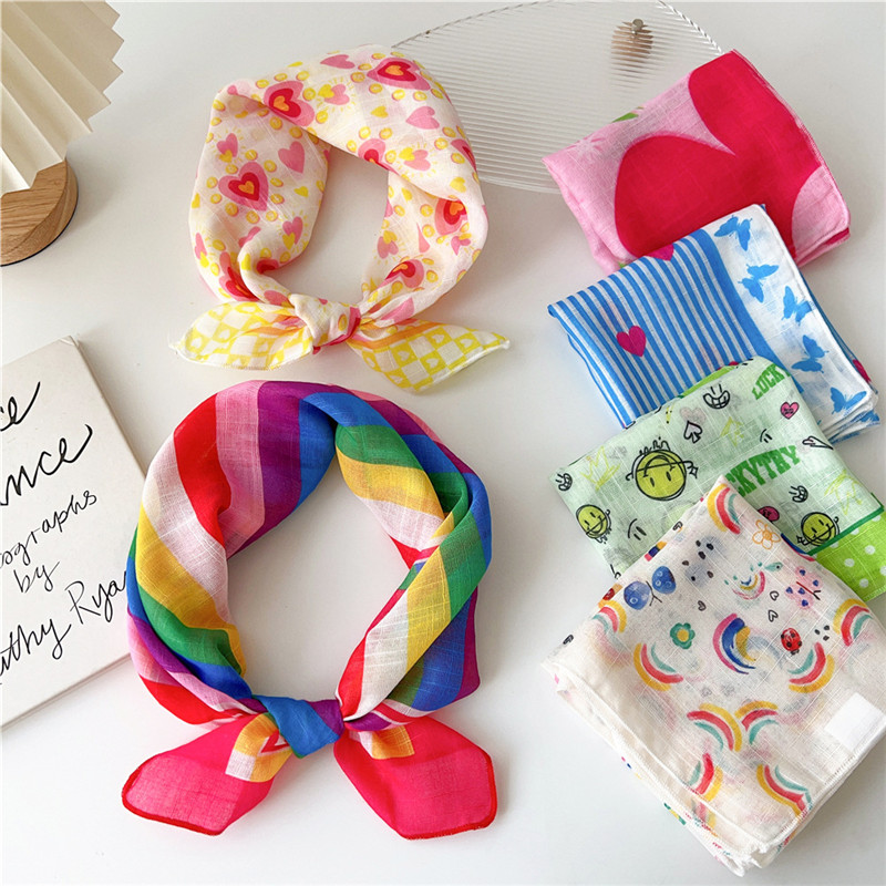 55cm Square Scarves Cotton Lin - Korean Lifestyle のレビューと価格