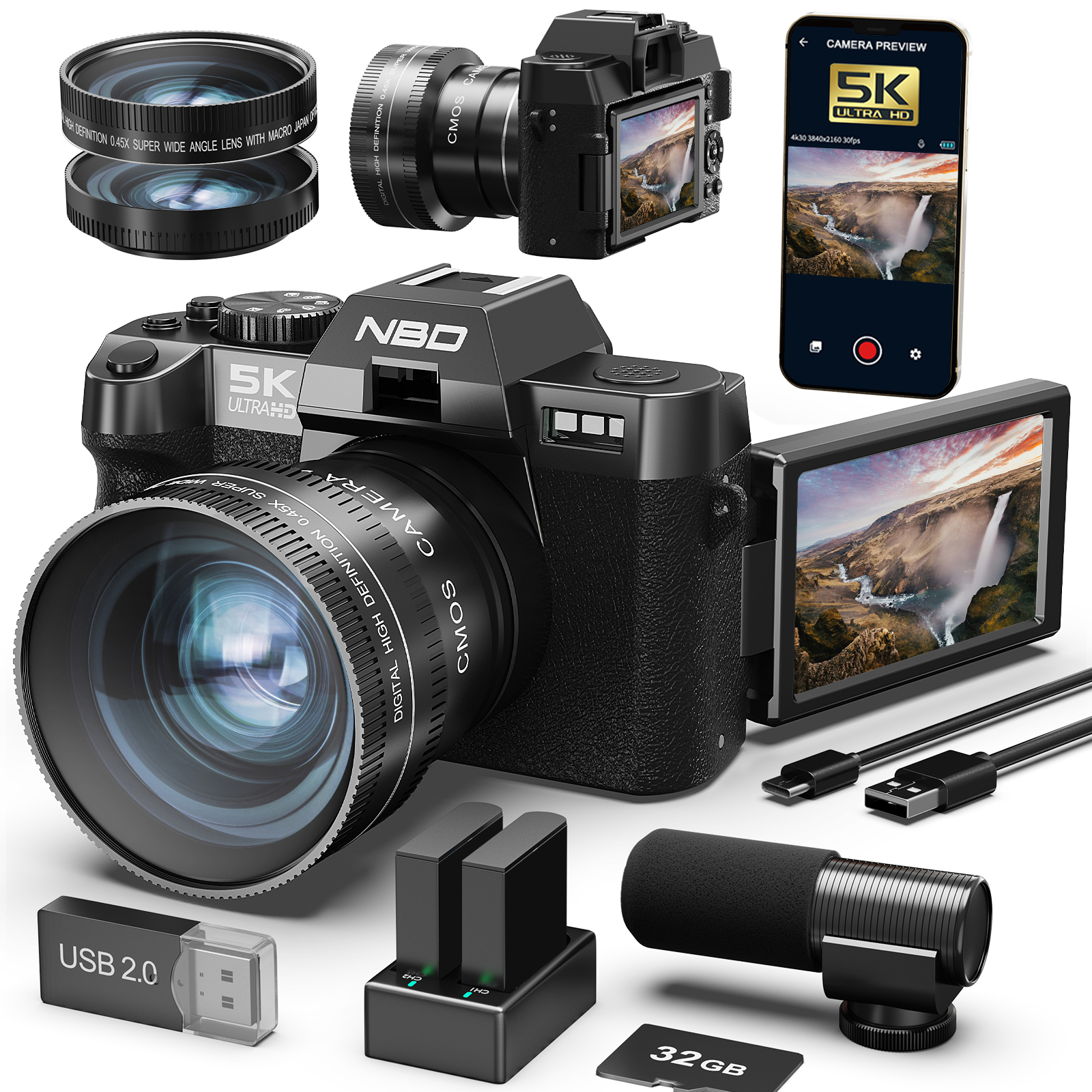 NBD 48MP&4K Digital Cameras fo - Korean Lifestyle Vlogs のレビューと価格