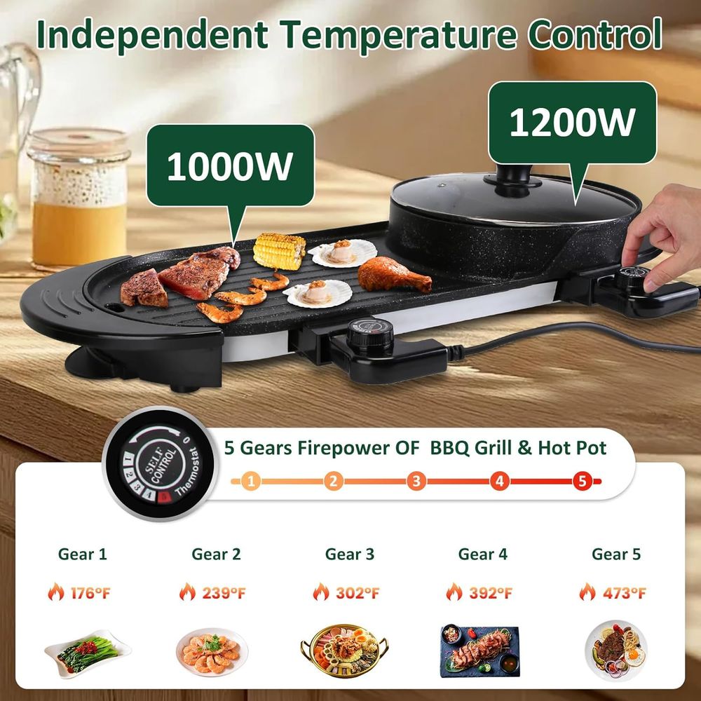 Hot Pot Electric with Grill, 2 - Korean Bbq Grill のレビューと価格