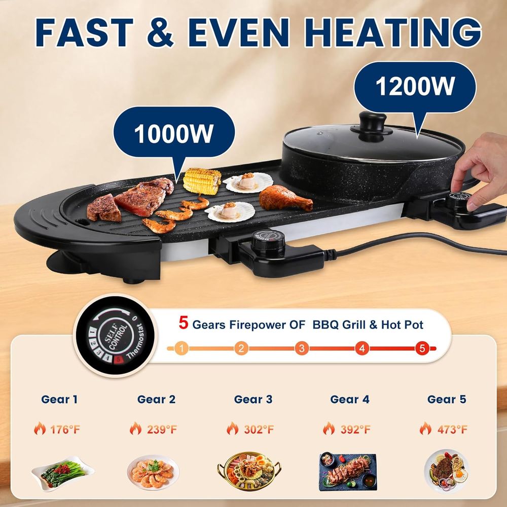Electric Hot Pot with Grill, 2 - Korean Bbq Grill のレビューと価格