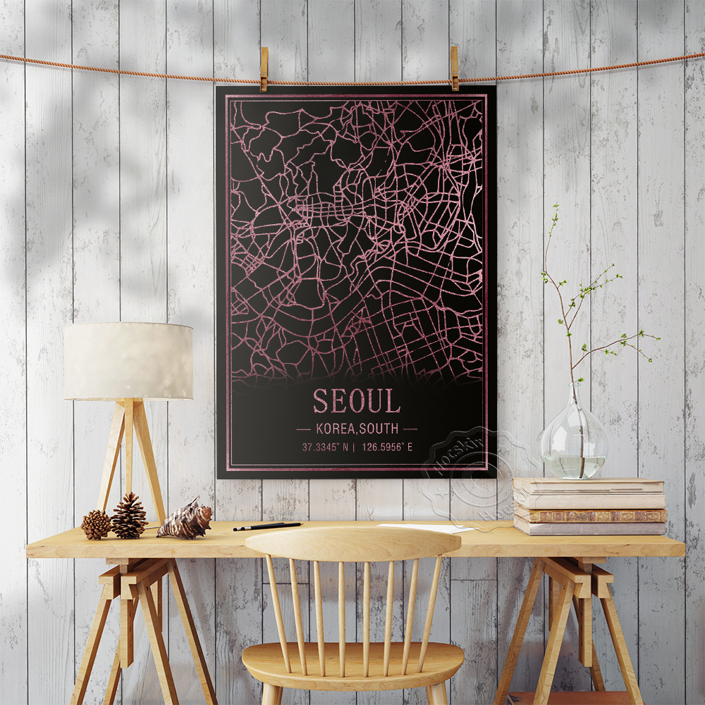Seoul Korea South Map Art Post - South Korea Lifestyle のレビューと価格