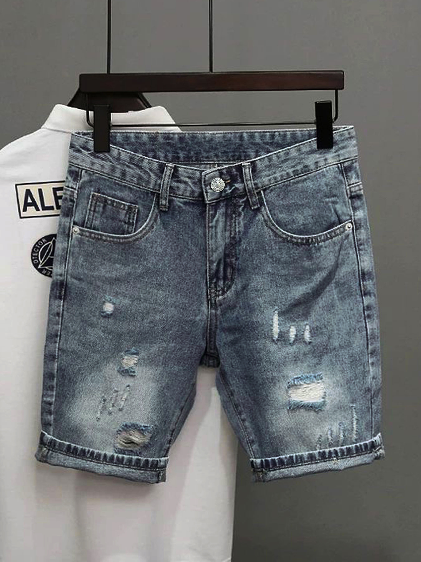 Light Blue Denim Shorts Men's  - Korean Lifestyle のレビューと価格
