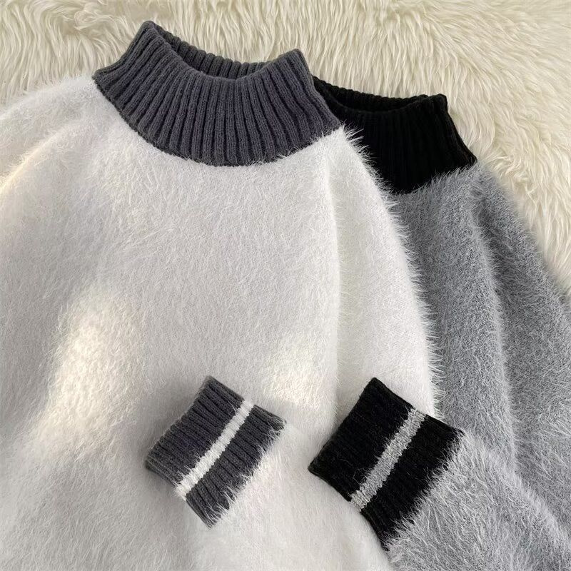 Fur Collar Pullovers Estampado - Korean Men Lifestyle のレビューと価格